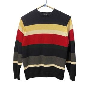 Stylish Nautical Chunky Sweater Crew Neck Color Block Versatile Preppy Unisex XL